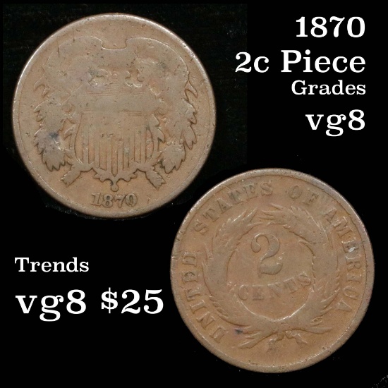 1870 2 Cent Piece 2c Grades vg, very good