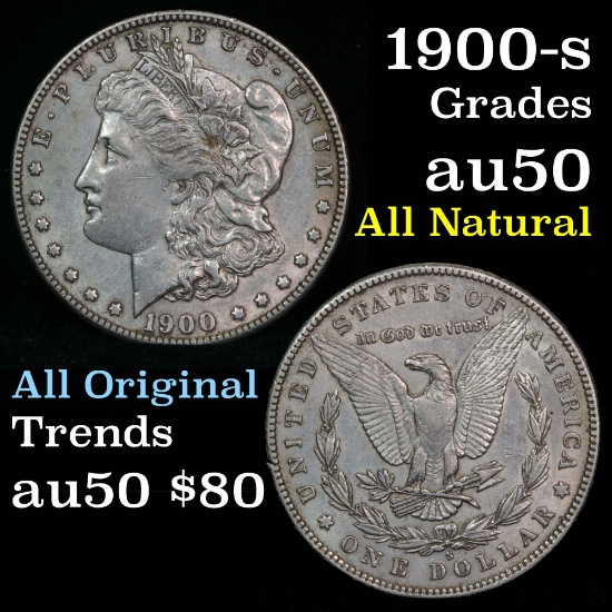1900-s Morgan Dollar $1 Grades AU, Almost Unc
