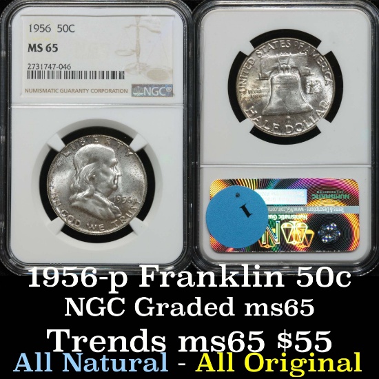 NGC 1956-p Franklin Half Dollar 50c Graded ms65 by NGC