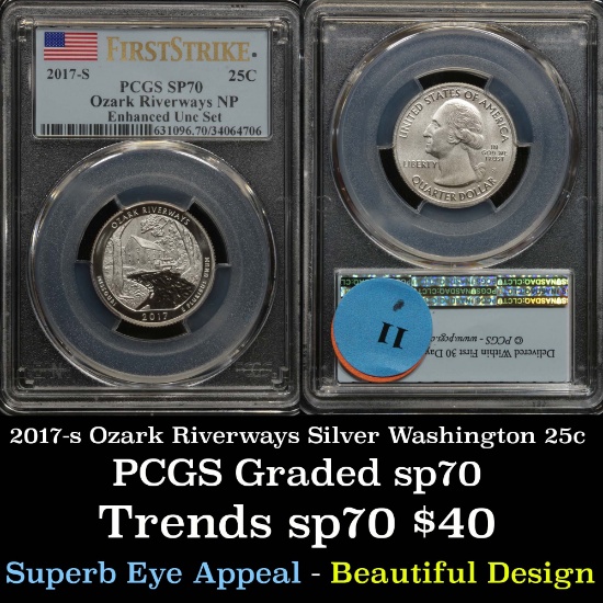 PCGS 2017-s Ozark Riverways NP Washington Quarter 25c Graded sp70 by PCGS