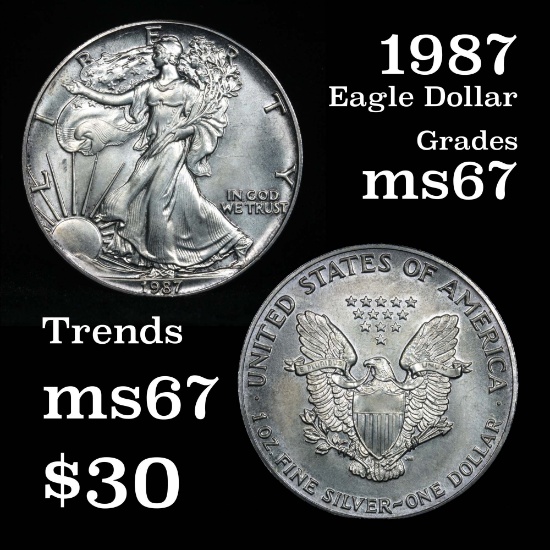 1987 Silver Eagle Dollar $1 Grades GEM++ Unc