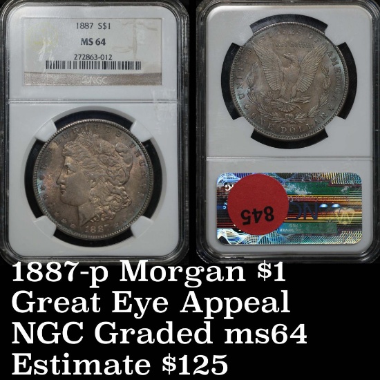 NGC 1887-p Morgan Dollar $1 Graded ms64 by NGC