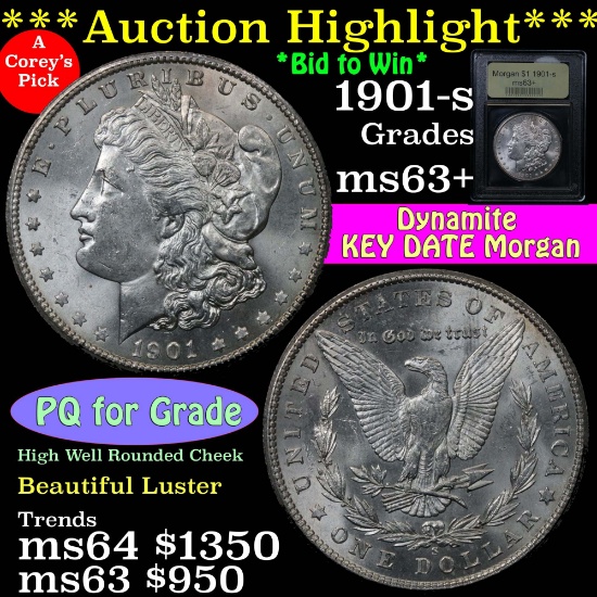 1901-s Morgan Dollar $1 Graded Select+ Unc by USCG