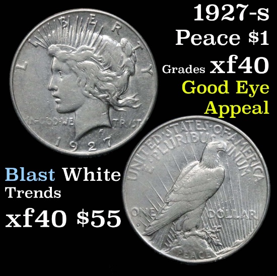 1927-s Peace Dollar $1 Grades xf