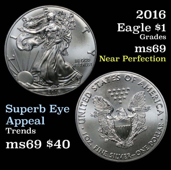 2016 Silver Eagle Dollar $1 Grades ms69