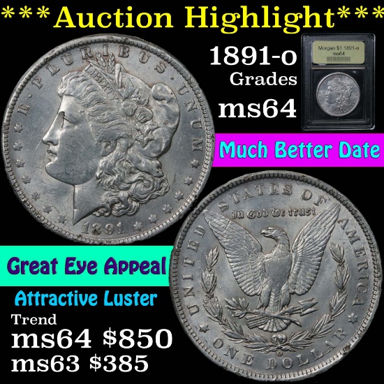 ***Auction Highlight*** 1891-o Morgan Dollar $1 Graded Choice Unc by USCG.
