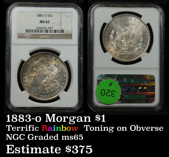 Rainbow Toned NGC 1883-o Morgan Dollar $1 Graded ms65 by NGC