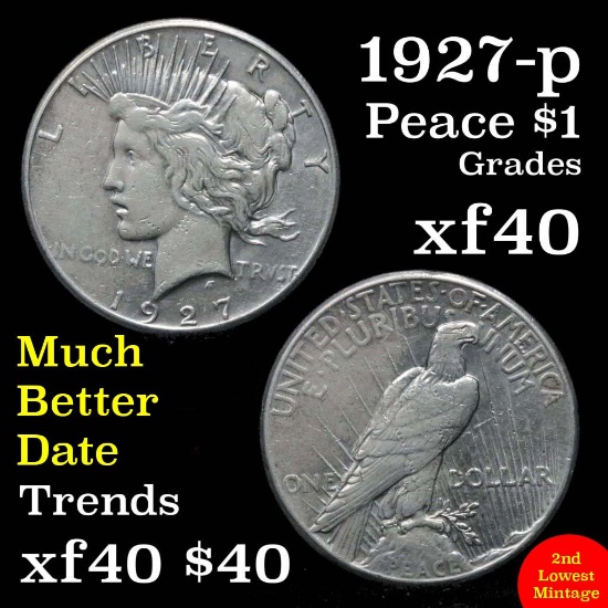 1927-p Peace Dollar $1 Grades xf