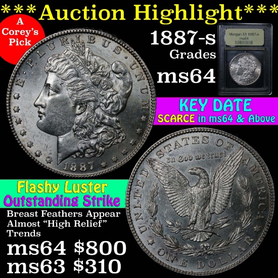 ***Auction Highlight*** 1887-s Morgan Dollar $1 Graded Choice Unc by USCG.