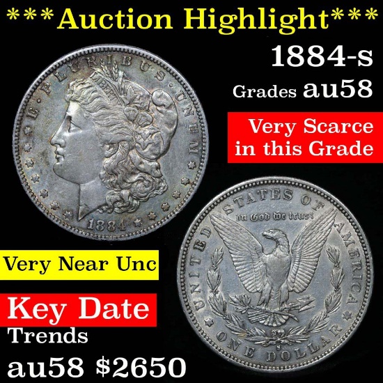 ***Auction Highlight*** 1884-s Morgan Dollar $1 Grades Choice AU/BU Slider (fc)