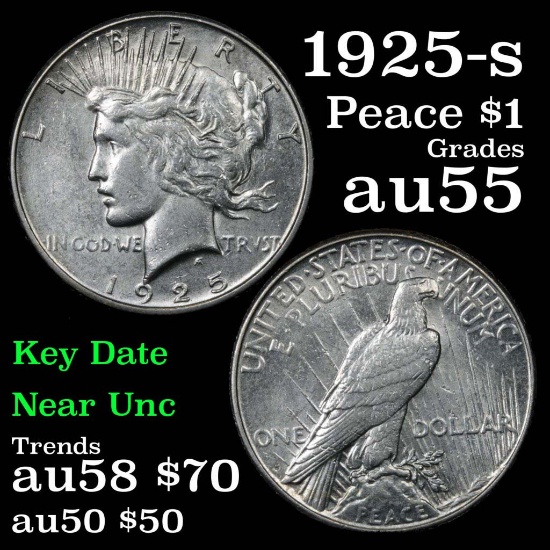 1925-s Peace Dollar $1 Grades Choice AU