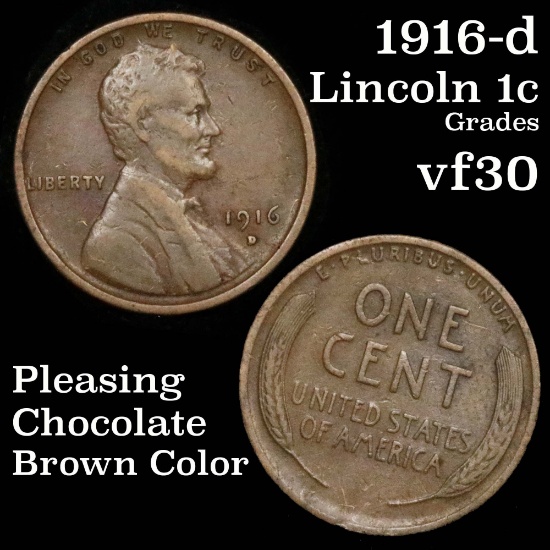 1916-d Lincoln Cent 1c Grades vf++