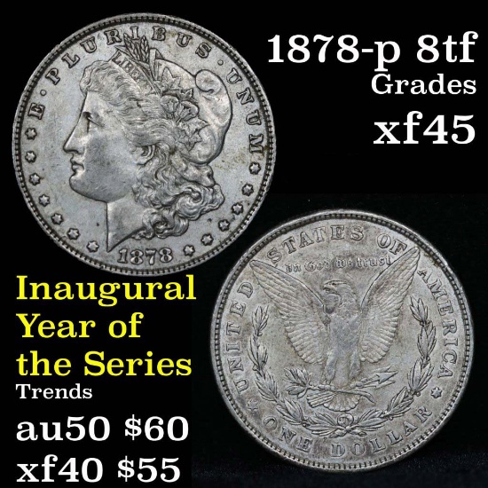 1878-p 8tf Morgan Dollar $1 Grades xf+