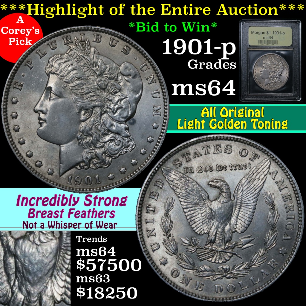 ***Auction Highlight*** 1901-p Morgan Dollar $1 Graded Choice Unc by USCG (fc)