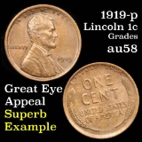 1919-p Lincoln Cent 1c Grades Choice AU/BU Slider