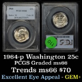 PCGS 1964-p Washington Quarter 25c Graded ms66 By PCGS