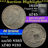 1829 Capped Bust Half Dollar 50c Graded xf+ by USCG. Terrific 1829 Capped B