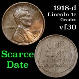 1918-d Lincoln Cent 1c Grades vf++