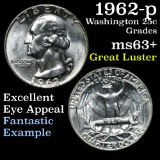 1962-p Washington Quarter 25c Grades Select+ Unc