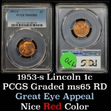 PCGS 1953-s Lincoln Cent 1c Graded ms65 rd By PCGS