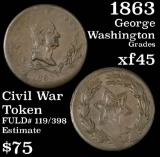 1863 George Washington Fuld # 119/398 Civil War Token Grades xf+