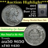 ***Auction Highlight*** 1804 Draped Bust Half Cent 1/2c Graded xf+ by USCG (fc)