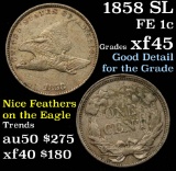 1858 SL Flying Eagle Cent 1c Two year type coin Grades xf+ Nice feathers (fc)