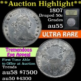 ***Auction Highlight*** 1807 Draped Bust Half Dollar 50c Graded Choice AU by USCG (fc)