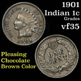 1901 Indian Cent 1c Grades vf++