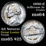 Key date to the series 1950-d Jefferson Nickel 5c Grades Choice Unc