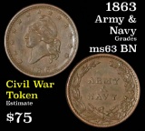 1863 Army & Navy Fuld# 11/298 Civil War Token Grades Select Unc BN