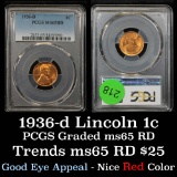 PCGS 1936-d Lincoln Cent 1c Graded ms65 rd By PCGS