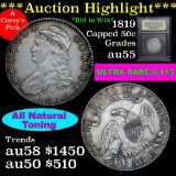 ***Auction Highlight*** 1819 Capped Bust Half Dollar 50c o-115 Graded Choice AU by USCG (fc)