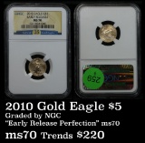 Perfect NGC 2010 Gold Eagle Five Dollars $5 Graded  ms70 by NGC Early Release (fc)