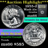 ***Auction Highlight*** 1955-d Washington Quarter 25c Graded GEM+ Unc by US