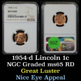 NGC 1954-d Lincoln Cent 1c Graded ms65 rd By NGC