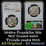 NGC 1949-s Franklin Half Dollar 50c Graded ms64 By NGC