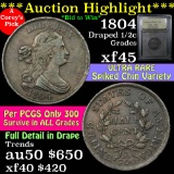 ***Auction Highlight*** 1804 Draped Bust Half Cent 1/2c Graded xf+ by USCG.