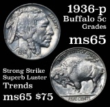 1936-p Buffalo Nickel 5c Grades Gem Unc