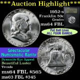 **Auction Highlight** 1952-s Franklin Half Dollar 50c Graded Choice Unc FBL by USCG A true find (fc)