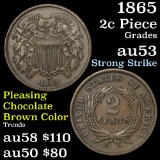 1865 2 Cent Piece 2c Grades Select AU
