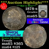 Rainbow Toned NGC 1878-s Morgan Dollar $1 Graded ms65 by NGC Proof like obverse (fc)