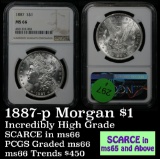 **Auction Highlight** Scarce in this grade NGC 1887-p Morgan $1 Graded ms66 by NGC Ultra clean (fc)