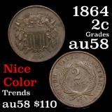 1864 2 Cent Piece 2c Grades Choice AU/BU Slider