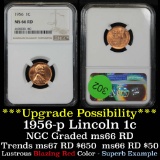 NGC 1956-p Lincoln Cent 1c Graded ms66 rd By NGC