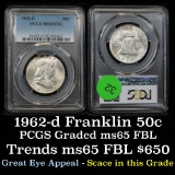 ***Auction Highlight*** PCGS 1962-d Franklin Half Dollar 50c Graded ms65 fbl By PCGS (fc)