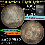 ***Auction Highlight*** 1837 Capped Bust Half Dollar 50c Graded Choice AU/BU Slider by USCG (fc)