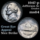 1947-p Jefferson Nickel 5c Grades Choice Unc
