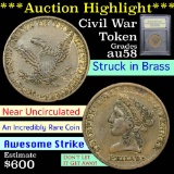 ***Auction Highlight*** Rare Civil War Token Brass token Graded Choice AU/BU Slider by USCG (fc)