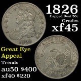 1826 Capped Bust Half Dollar 50c Grades AU, Almost Unc (fc)